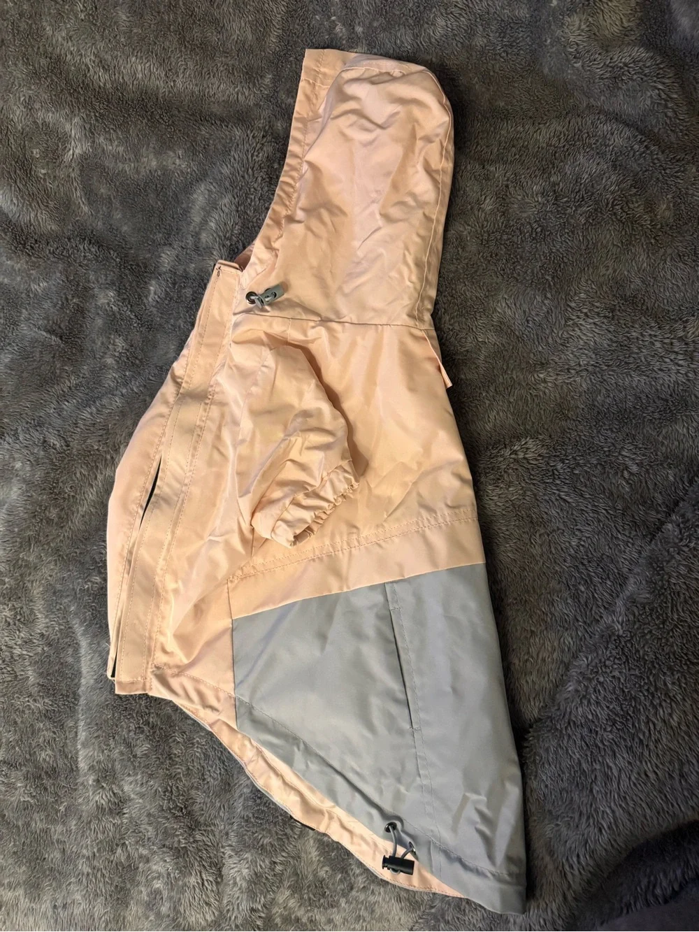 Reebok Pink and Light Gray Hooded Dog Raincoat